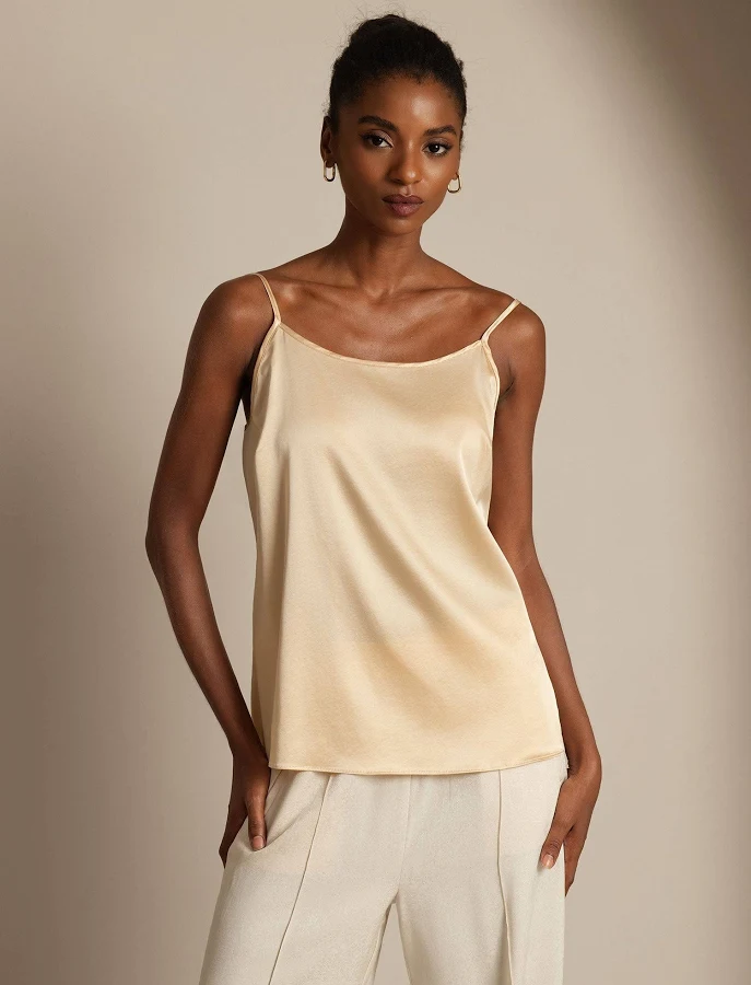 top SilkSilky Women's Silk Cami, 19 Momme, Champagne / L(12) SilkSilky $39.95