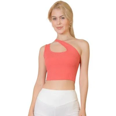 top Slickblue Women's One Shoulder Ribbed Crop Top Target $22.99