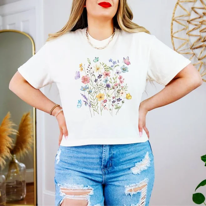 top Soft Girl Boho Floral Cotton Crop Top Etsy - SodaShopJunkie $25.38
