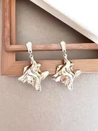 accessory Statement gold earrings, gold geometric earrings, irregular shape earrings, waive earrings, modern earrings, gift for her Etsy $16.15