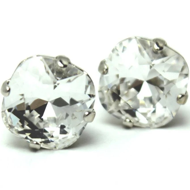 accessory Sterling Post Solitaire Stud Earrings with Clear Crystal Etsy - walkonthemoon $22.99