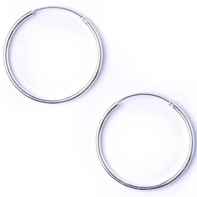 accessory Sterling Silver 1.2mm Medium Thin Hoops Sleeper Hoop Earrings 81stgeneration $16.83