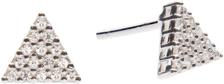 accessory Sterling Silver Cubic Zirconia Triangle Stud Earrings 925silverly.com $10.09