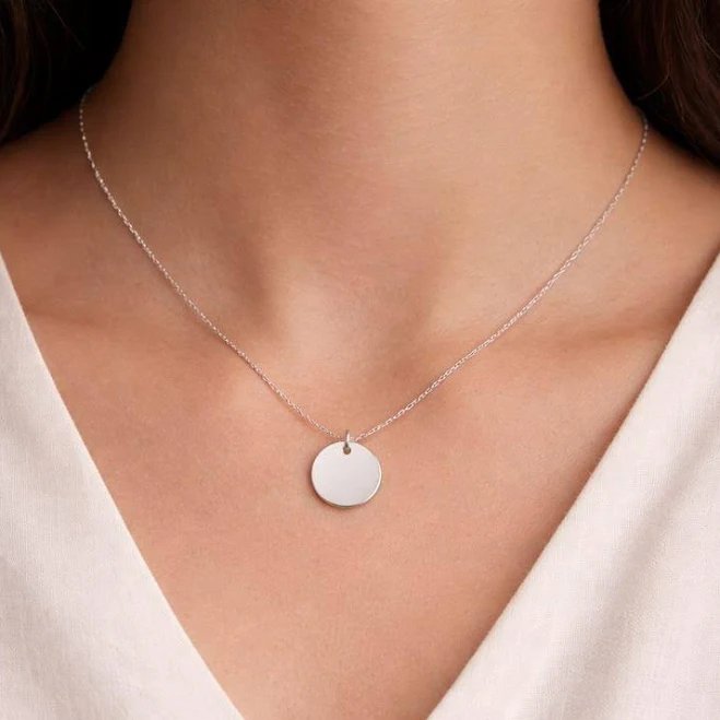 accessory Sterling Silver Minimalist Disc Pendant Necklace Etsy - Seller $35.66