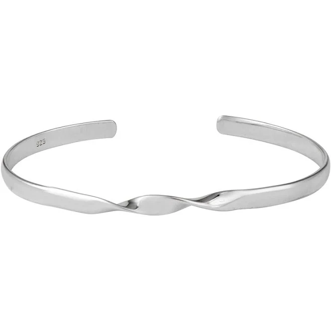 accessory Sterling Silver Minimalist Twist Bangle Bracelet 925silverly.com $85.22
