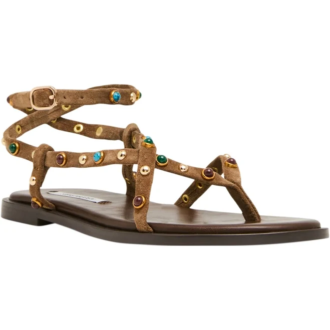shoes Steve Madden Women's Mathis Embellished Suede Thong Sandals Macy's $65.4