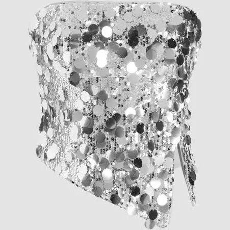 tube top Strapless Top Cowboy Sequin Asymmetrical Split Tube Crop For Party/Clubbing Cider $13.16