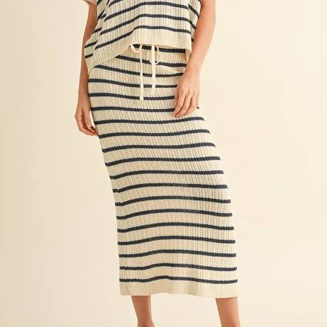 skirt Striped Knit Midi Skirt Evercado $58