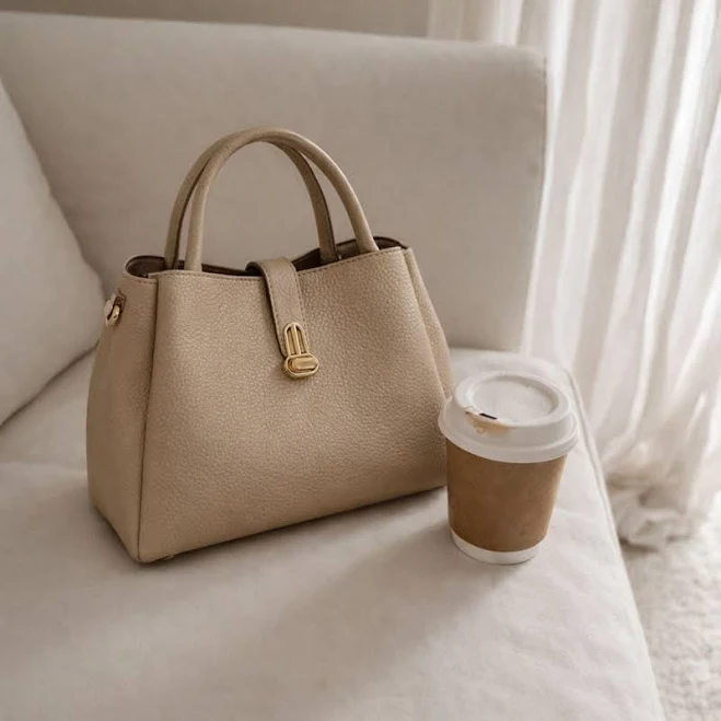 bag Structured Pebbled Leather Tote Bag with Gold Hardware Etsy - Seller $43.2