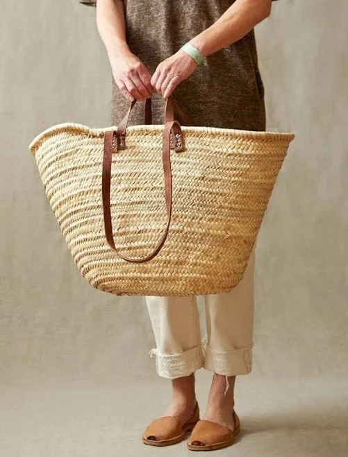 bag Stylish French Market Basket Bag with Leather Accents Etsy - ikechop $25.99