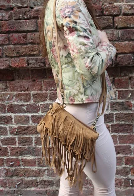 bag Suede Fringe Leather Crossbody Bag Etsy - OdiLynch $49.48