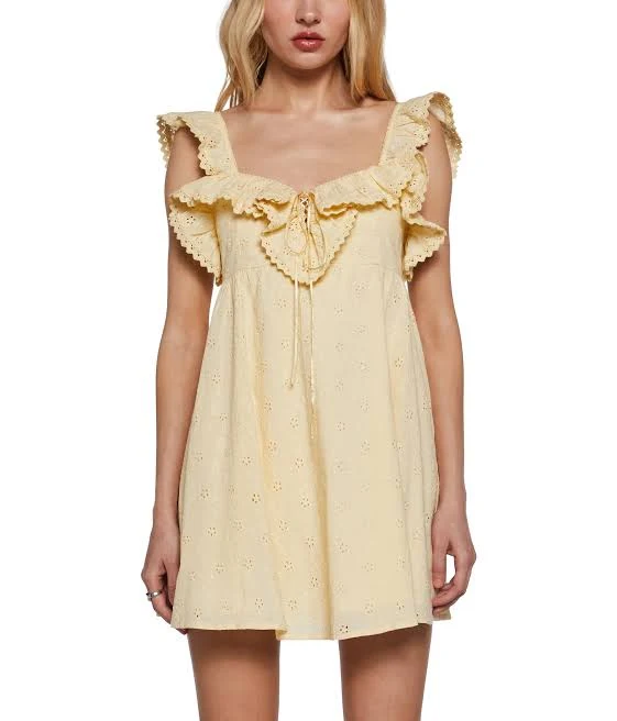 dress Sugar Thrillz Sunset Stroll Babydoll Dress - Yellow - YELLOW / X-LARGE Dolls Kill $34.5