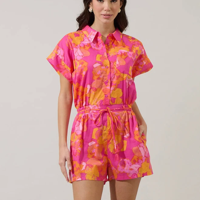 romper Sugarlips Elaris Floral Mavy Button Up Romper Sugarlips $85