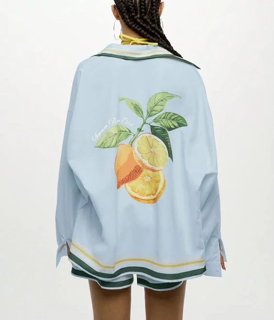 top Sumwon Oversized Citrus Print Shirt missguided $22.77