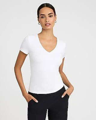 top Supersoft Women's Fitted V-Neck Double Layer Tee Express $34