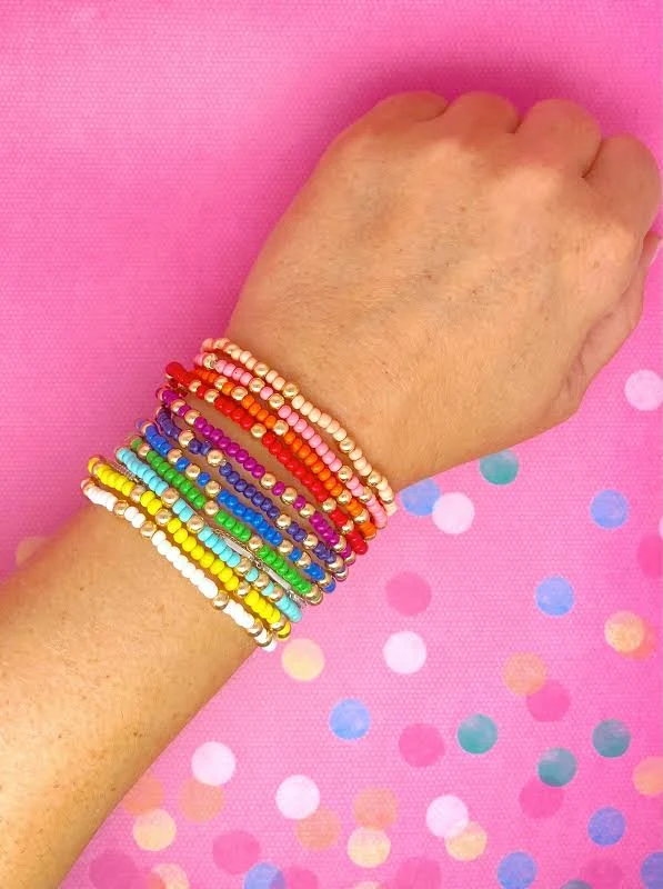 accessory Susie's Stack of 11 Stretch Beaded Bracelets Color Shout $48