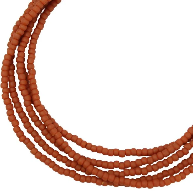 accessory Terra Cotta Brown Seed Bead Necklace Thin 1.5mm Single Strand Matte Kathy Bankston Artisan Jewelry $26.64