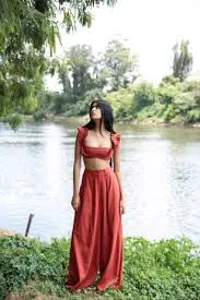matching set Terracotta Linen Crop Top and Wide Leg pants Set, Boho Co-ord Etsy $93.9