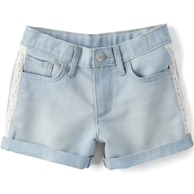 shorts The Children's Place Girls Crochet Roll Cuff Shortie Jean Shorts The Children's Place $13.48