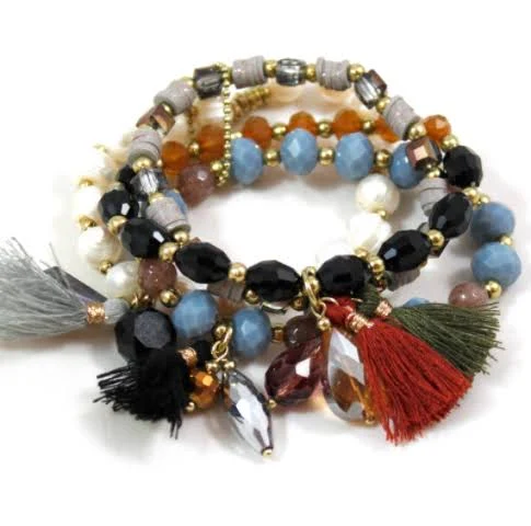 accessory The Classics Collection Earth Tone Stretch Stack Bracelet The Lizou Collection $78