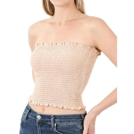 top TheLovely Women's Strapless Smocked Bandeau Tube Crop Top Walmart - TheLovely $18.99