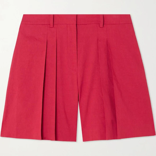 shorts Theory Pleated Linen-blend Shorts - Women - Red Shorts - S NET-A-PORTER $90