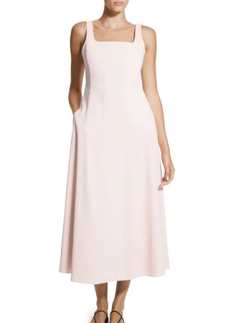 dress Theory Women's Square Neck Stretch Linen Blend Midi Dress Nordstrom $495