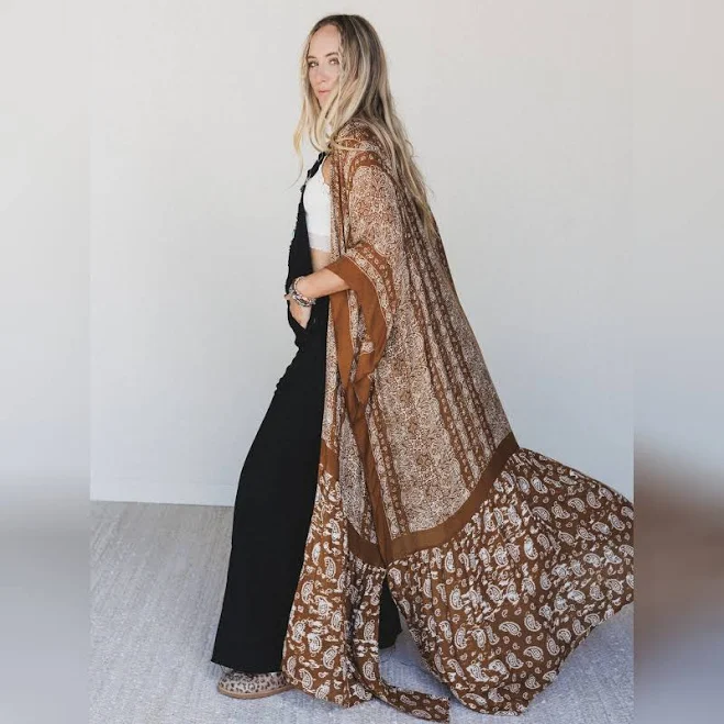 outerwear Three Bird Nest Women's Paisley Tapestry Duster Kimono Three Bird Nest $41