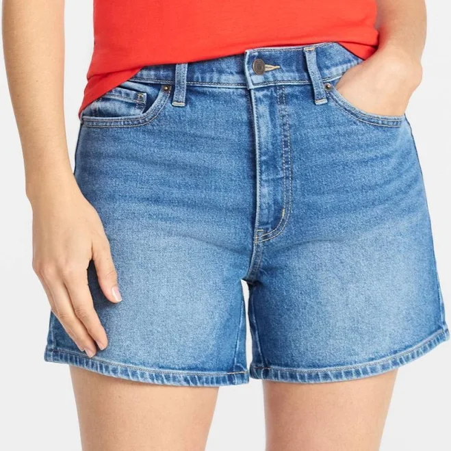 shorts Time and Tru Women's High-Rise 5" Denim Shorts Walmart $17.98