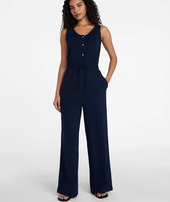 jumpsuit Time and Tru Women's Sleeveless Button Front Jumpsuit Walmart $15.97