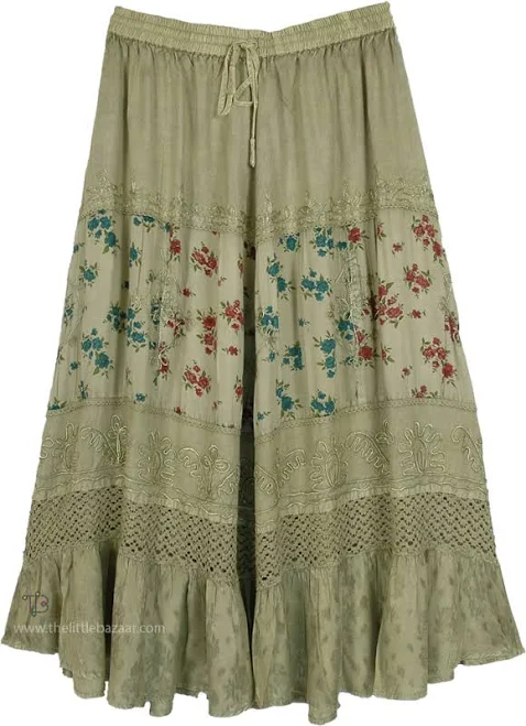 maxi skirt TLB Sage Blossom Multi-Panel Maxi Skirt The Little Bazaar $49.99