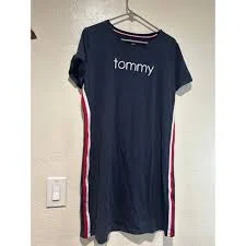 dress Tommy Hilfiger Womens Navy Blue Side Stripe Logo T-Shirt Dress Large L/G Poshmark $20