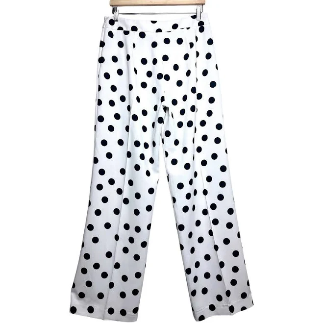 pants Tuckernuck Retro Polka Dot Wide Leg Trousers White Navy Blue High Rise eBay - jade.rabbit $35.1