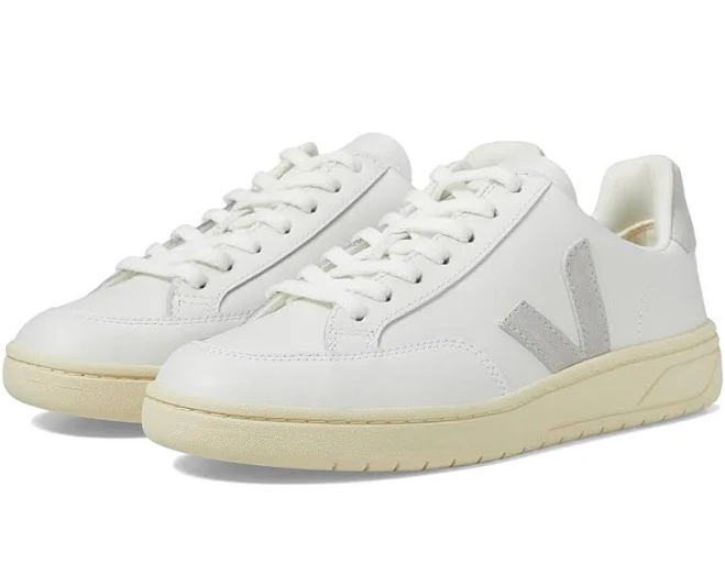 shoes Veja V-12 Leather Sneakers - White - Low-top sneakers Zappos.com $136