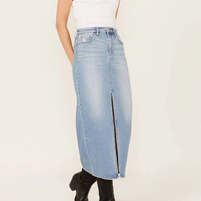 skirt Vervet Women's Denim Midi Skirt with Front Slit Boot Barn $39.99
