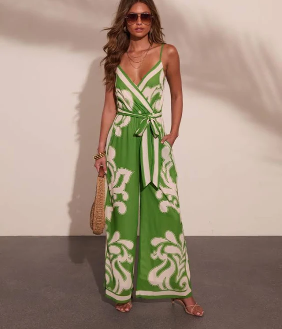 jumpsuit Vici Tropical Print Waist Tie Jumpsuit VICI $46.8