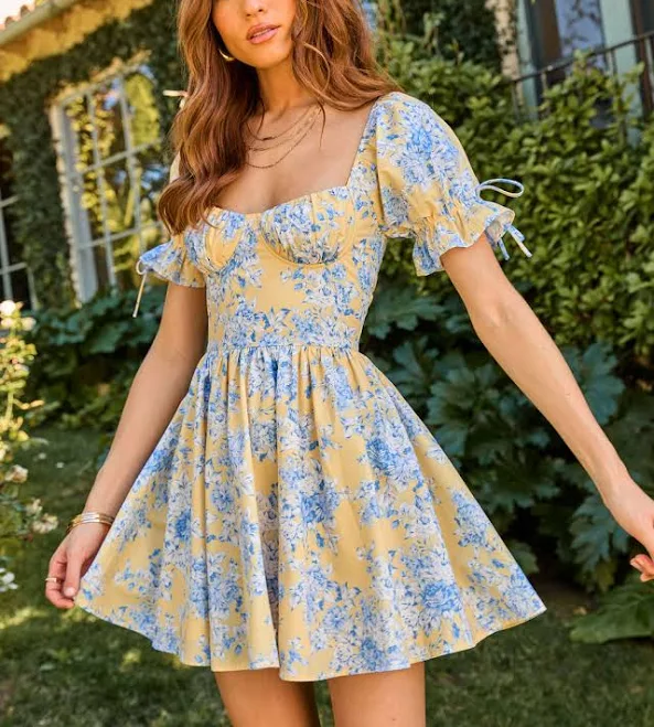 dress Vici Vibrant Bloom Sweetheart Floral Mini Dress VICI $37