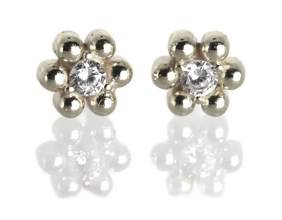 accessory VicStoneNYC Tiny Flower Silver Stud Earrings VicStoneNYC Fine Jewelry $78