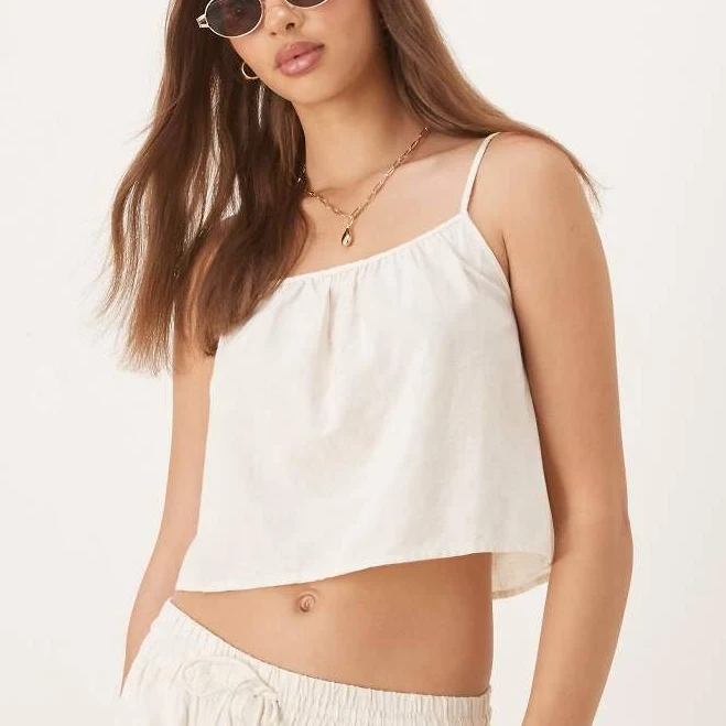 top Vila Linen Blend Cropped Cami Top ASOS $28.8