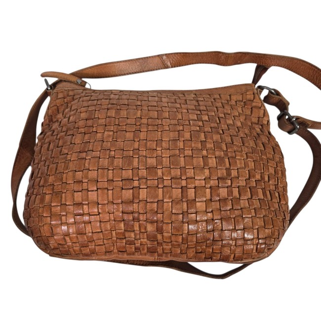 bag Vilenca Leather Bag Brown Cognac Woven Leather Shoulder Crossbody Soft Slouchy eBay $50