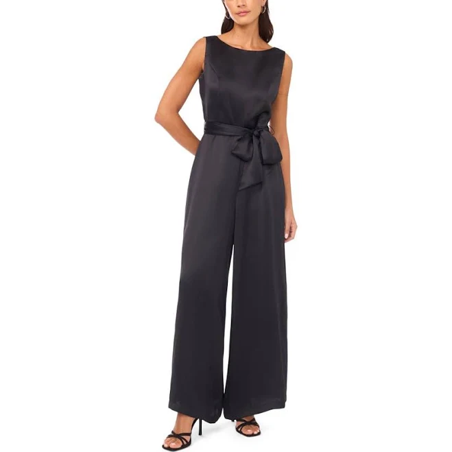 jumpsuit Vince Camuto Tie Waist Wide Leg Jumpsuit in Rich Black at Nordstrom, Size Medium Nordstrom $109