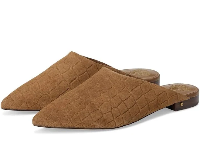 shoes Vince Camuto Women's Arlette Slip-On Croco Embossed Suede Mules Zappos.com $99