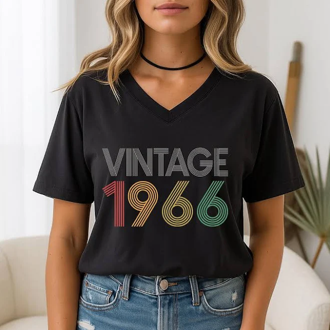 top Vintage 60th Birthday V-Neck Graphic Tee Etsy - Seller $11.25