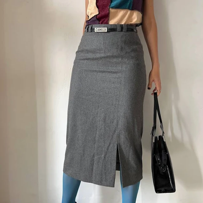 skirt Vintage 90s Minimalist Wool Pencil Skirt Etsy - 8vintageshop $82.5
