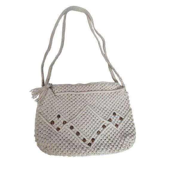 bag Vintage Boho Macrame Crossbody Bag with Wooden Beads Etsy - Seller $28.99