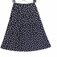 skirt Vintage Midi Skirt Polka Dot Pleated 80's 90's Navy White Size 8 Retro Preppy eBay $15.29
