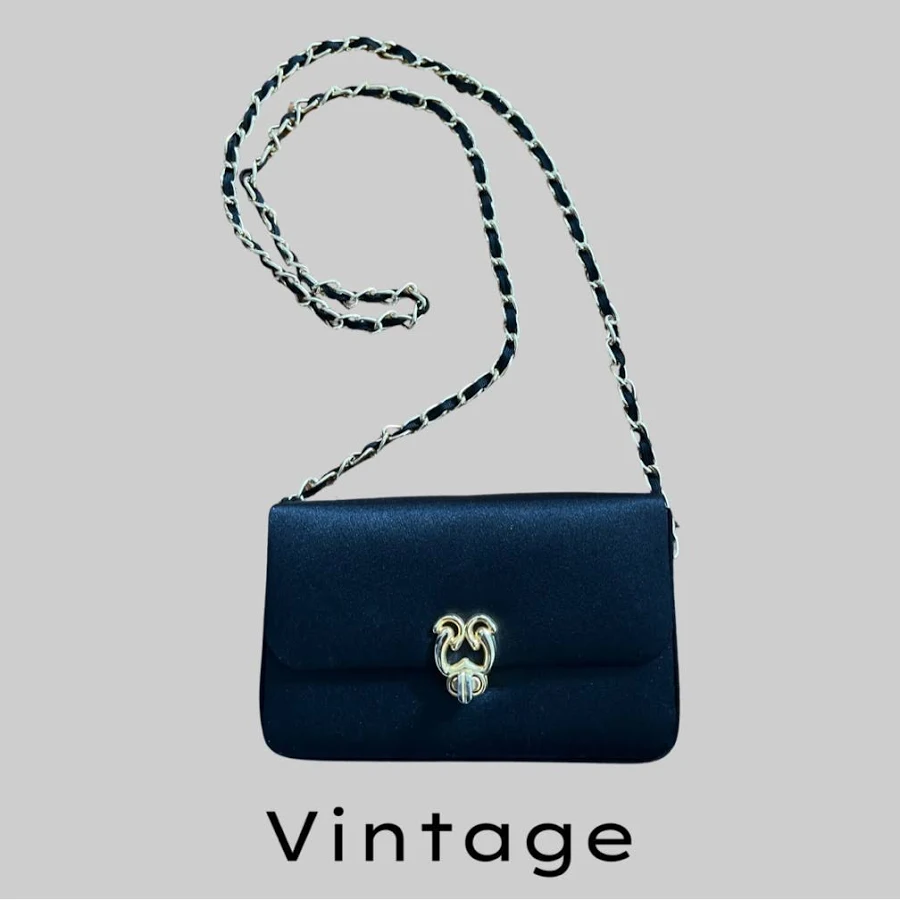 bag Vintage Satin Mini Flap Evening Bag with Gold Hardware and Chain Strap Poshmark $65