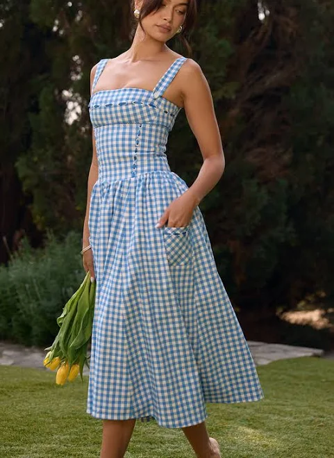 dress Vivien Gingham Midi Sundress House of CB $285