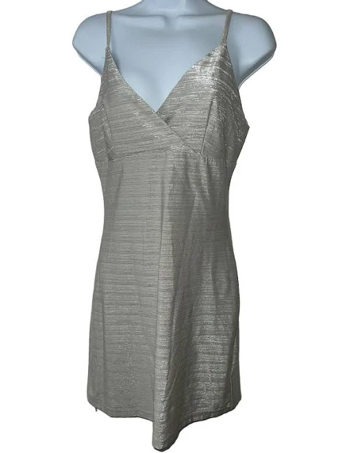 dress Vtg 579 Women’s Silver Slinky Metallic Slip Dress Sz Small eBay - seesawresaleboutique $40
