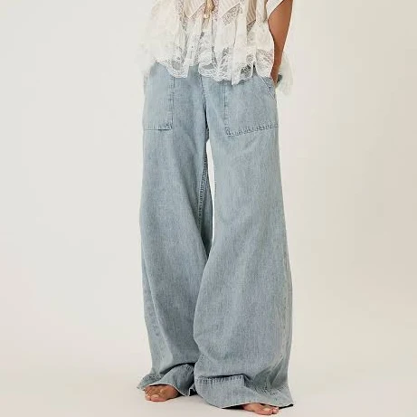 jeans We The Free Breezy Denim Pull-On Jeans at Free People Free People $78